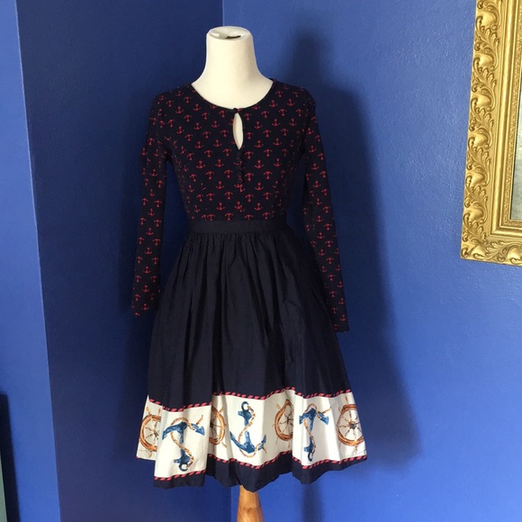 Anchors Away Modcloth Twofer dress nautical sailor print retro ⚓️⛵️🌊 - Picture 4 of 15
